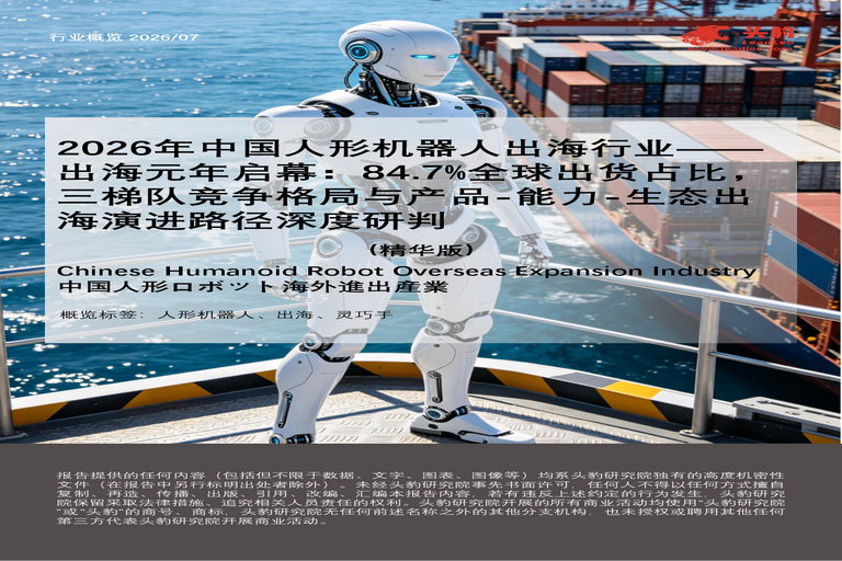 2026年中国人形机器人出海行业——出海元年启幕:84.7%全球出货占比,三梯队竞争格局与产品-能力-生态出海演进路径深度研判(精华版)